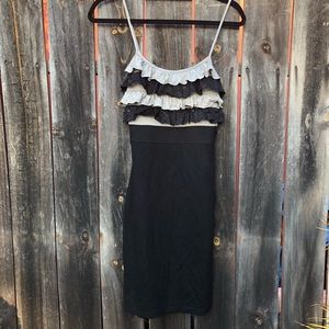 Bodycon Tank Dress with Khaki Ruffle & Lace Detail